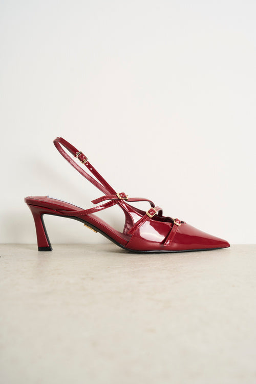 Burgundy Pointed Heel Shoe - 2