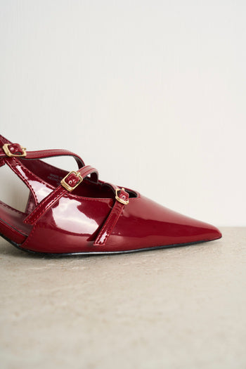 Burgundy Pointed Heel Shoe - 3