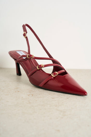 Burgundy Pointed Heel Shoe - 4