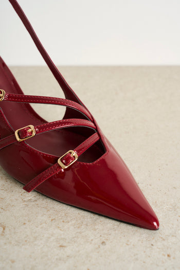 Burgundy Pointed Heel Shoe - 5