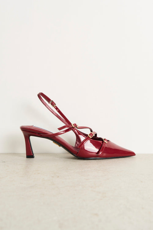 Burgundy Pointed Heel Shoe - 1