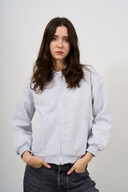 Women's grey zip-up sweatshirt - 2