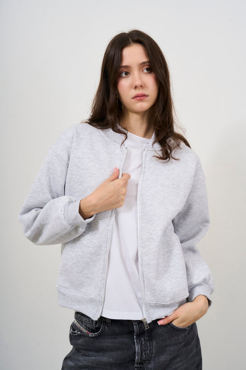 Women's grey zip-up sweatshirt