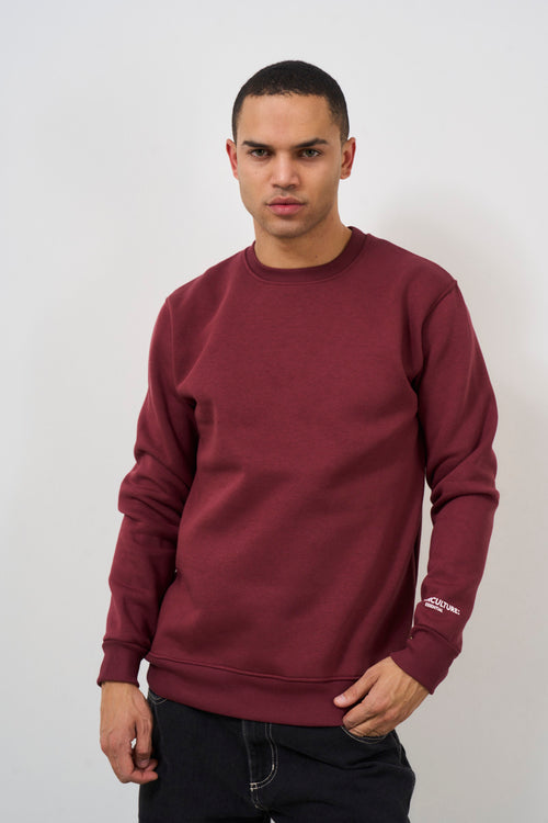 Men's burgundy crew neck sweatshirt