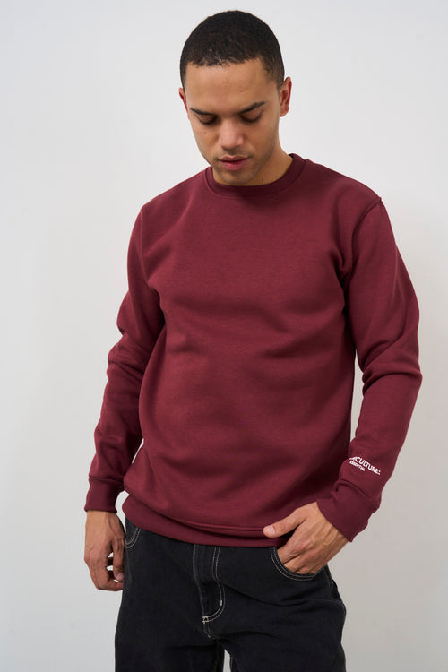 Men's burgundy crew neck sweatshirt - 2