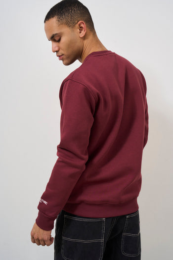 Men's burgundy crew neck sweatshirt - 5