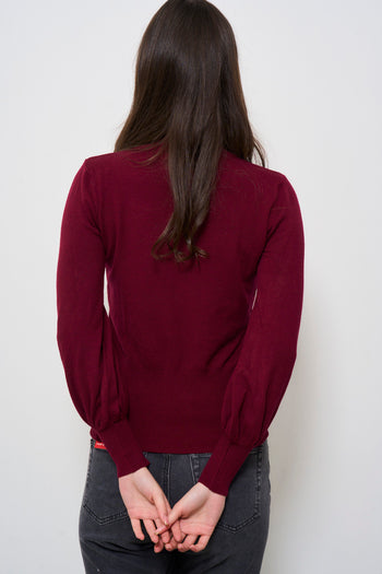 Maglia donna bordeaux collo alto - 5