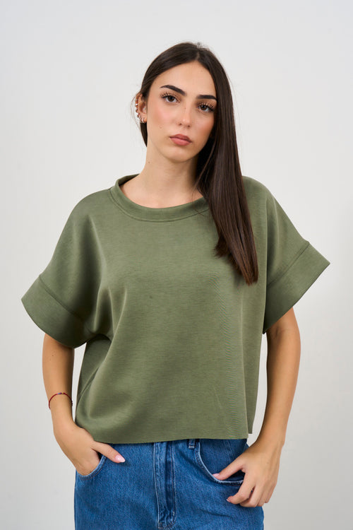 T-shirt donna verde oliva a manica corta - 1