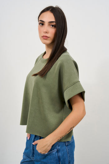 T-shirt donna verde oliva a manica corta - 3