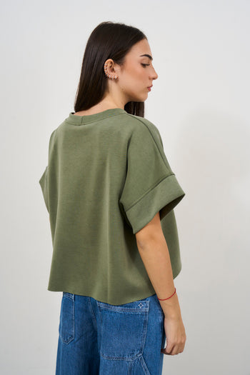 T-shirt donna verde oliva a manica corta - 4