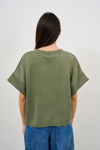 T-shirt donna verde oliva a manica corta - 5