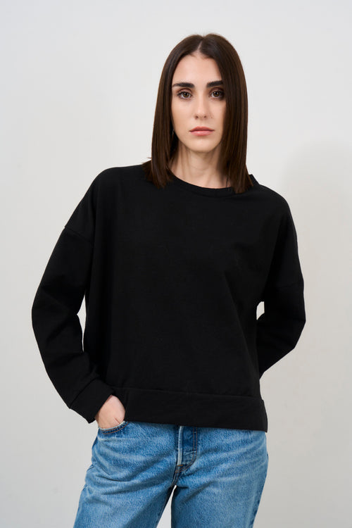 Women's black crewneck sweatshirt