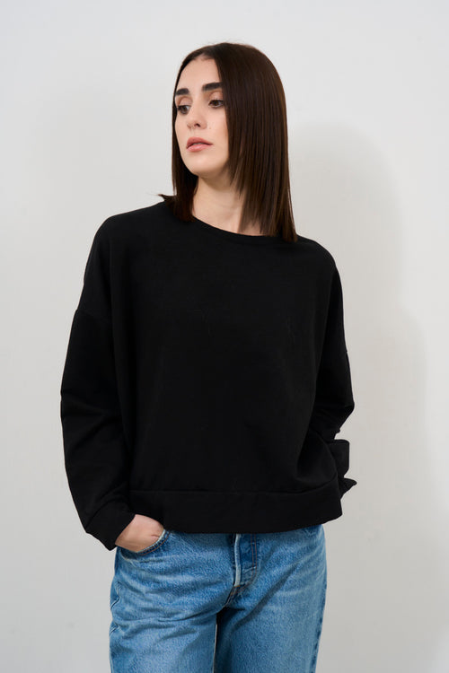 Women's black crewneck sweatshirt - 2