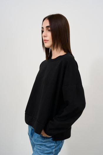 Women's black crewneck sweatshirt - 3