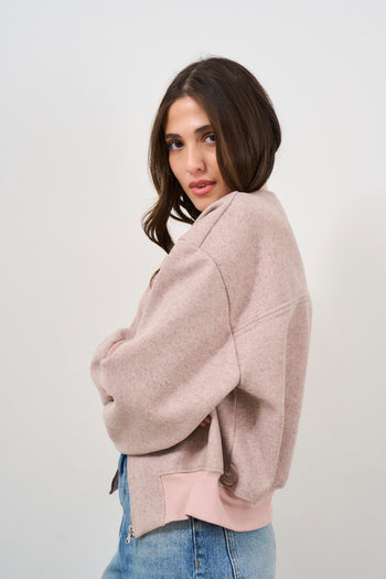 Bomber donna rosa in panno - 3