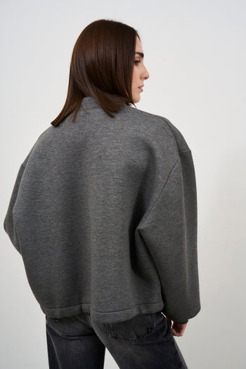 Women's grey neoprene bomber jacket - 6