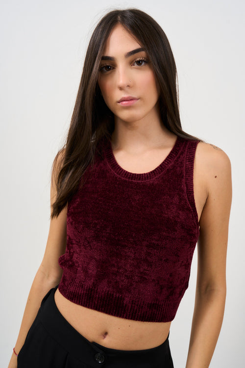 Top donna crop bordeaux ciniglia - 1