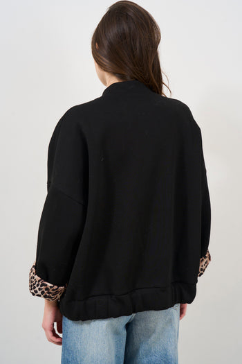 Women's black bomber jacket with spotted detail - 4