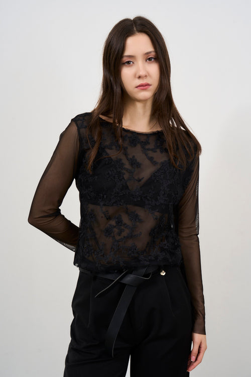 Top donna nero in pizzo - 2