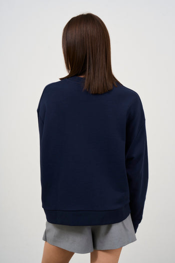 Women's midnight blue crewneck sweatshirt - 4