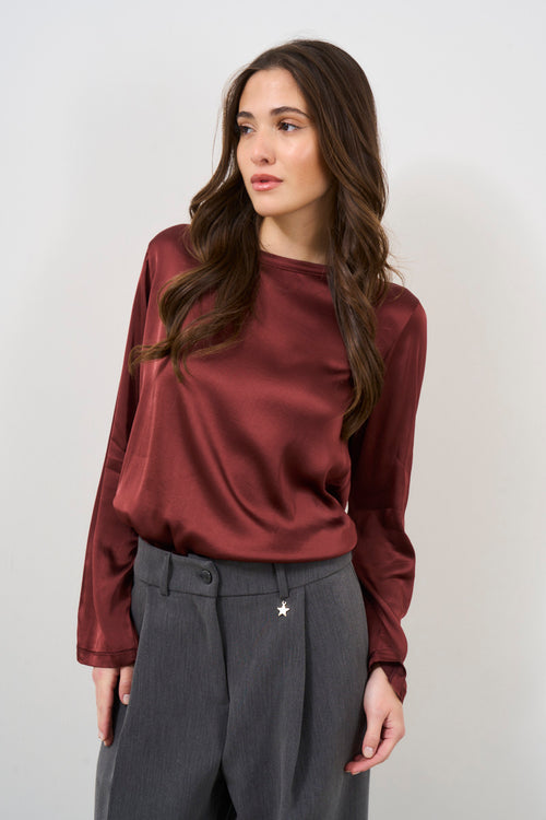 Women's satin burgundy blouse - 2