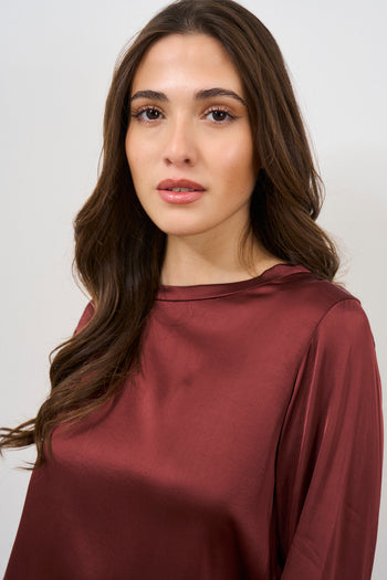 Women's satin burgundy blouse - 3