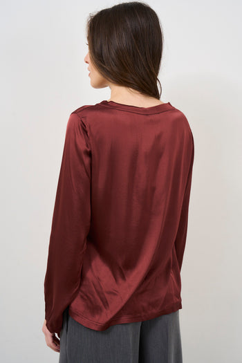 Women's satin burgundy blouse - 4