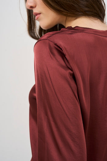 Women's satin burgundy blouse - 5