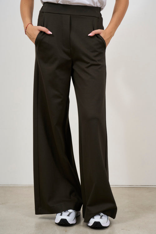 Pantalone donna a palazzo marrone - 1