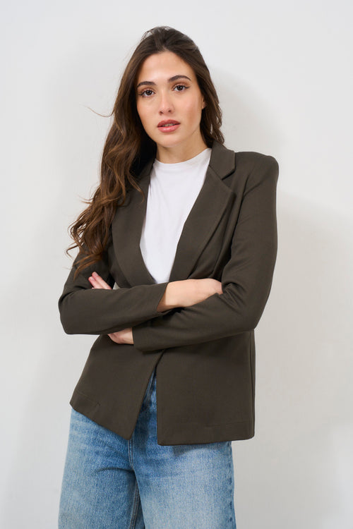 Women's single-breasted military green jacket