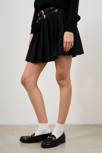 Women's black pleated mini skirt - 3