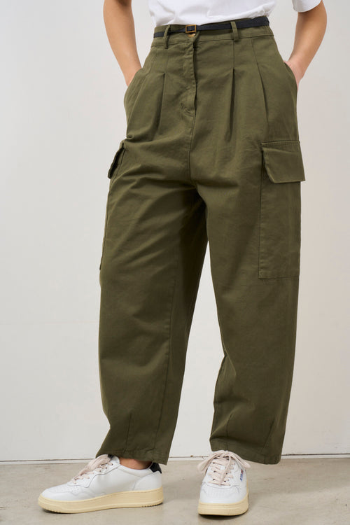 Pantalone donna cargo verde militare - 2