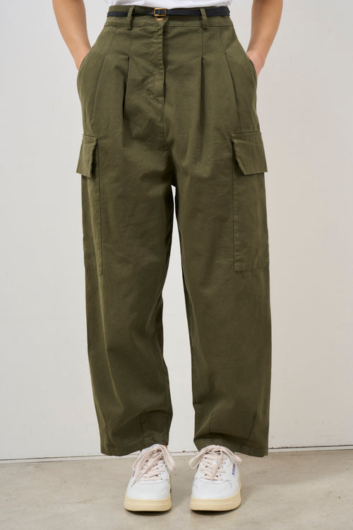 Military green women's cargo trousers