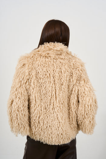 Women's short cream eco fur - 4