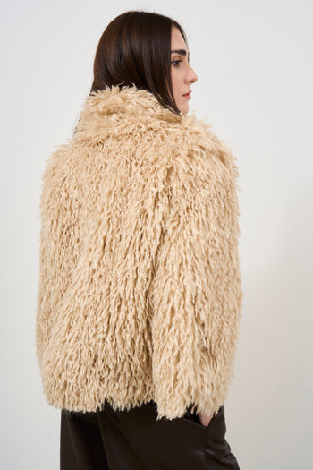 Women's short cream eco fur - 5