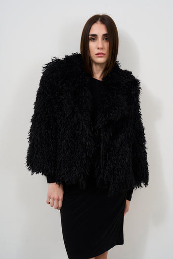 Short black women's eco fur - 8