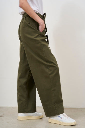 Women's military green trousers with belt - 5