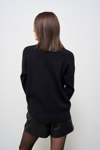 Maglia donna nera con tasche - 6