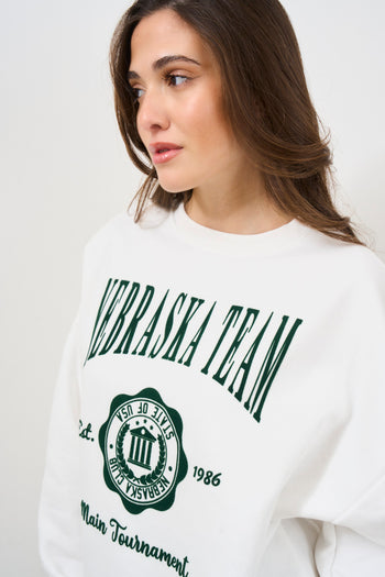 Women's white crewneck sweatshirt - 3