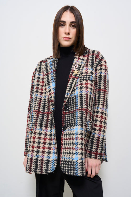 Giacca donna monopetto tartan multicolor - 2