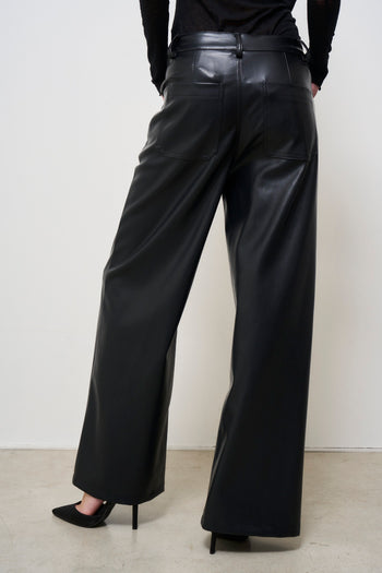 Pantalone donna in ecopelle nero - 4