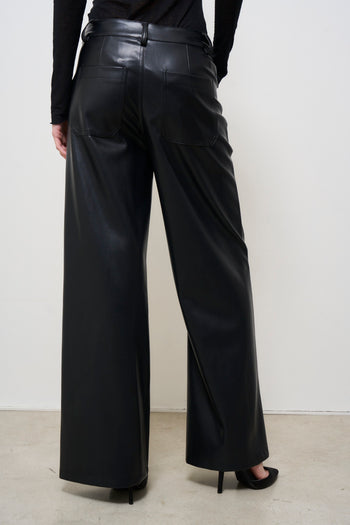 Pantalone donna in ecopelle nero - 5