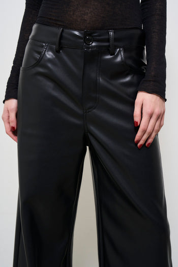 Pantalone donna in ecopelle nero - 7