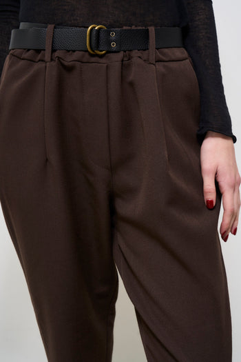 Pantalone donna marrone baggy - 8