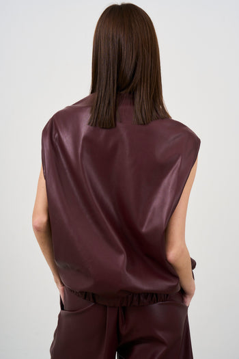 Gilet donna in ecopelle bordeaux - 4