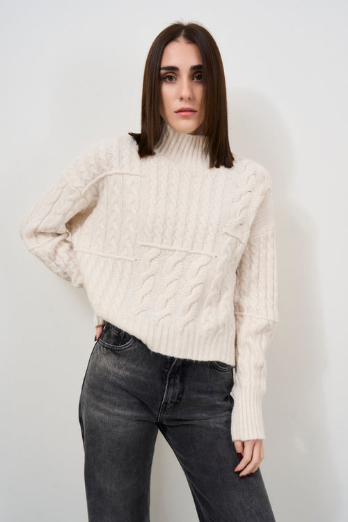 Women's cream cable knit sweater