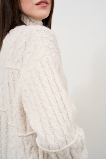 Women's cream cable knit sweater - 5