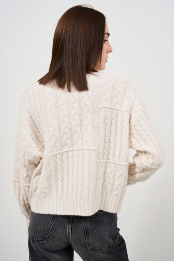 Women's cream cable knit sweater - 6