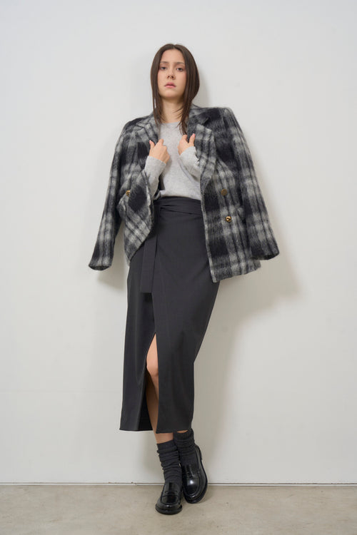 Women's double-breasted checked jacket