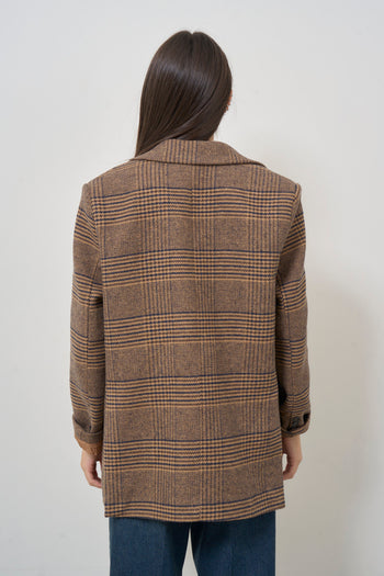 Women's Brown Check Single Breasted Jacket - 5